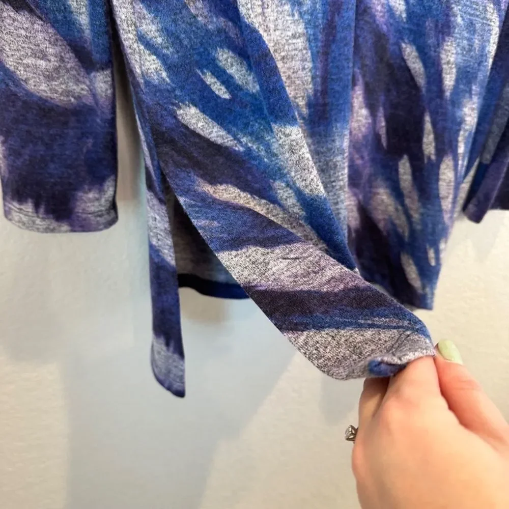 Clara Sun Woo Blue Purple Lightweight Tunic V-Neck Sweater - Size S - EUC